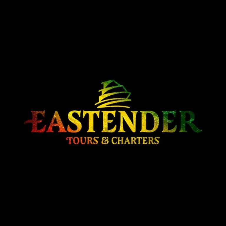 Colorful logo of Eastender Tours & Charters featuring a stylized cruise ship silhouette with green, yellow, and red gradient text on a black background.