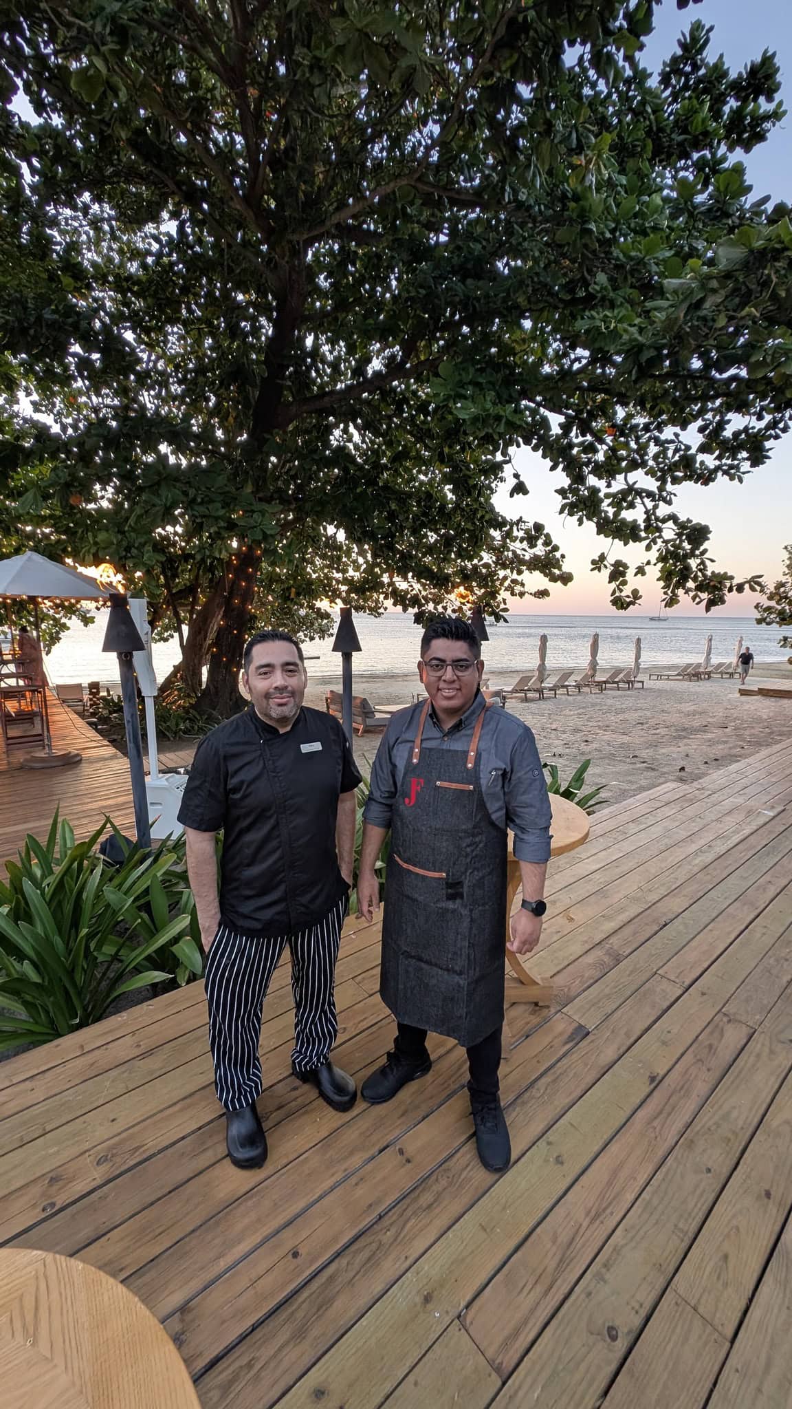 Elegant chefs at Luna Muna restaurant on Roatan island.