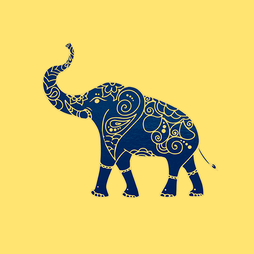 A decorative blue elephant with intricate patterns on its body is set against a yellow background, representing a business listing on RoatanYP.com in Roatan, Honduras.