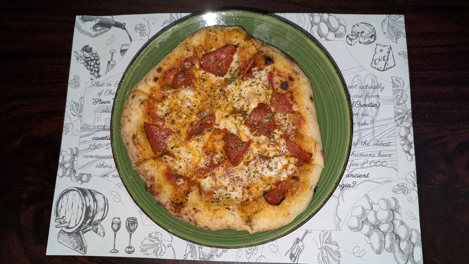 Four cheese and pepperoni pizza at Wine Not French Harbour Roatan