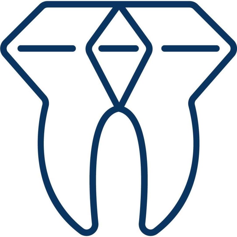 The image shows a stylized outline of a tooth with a diamond shape in the center, indicating dental or dental clinic services in Roatan, Honduras.
