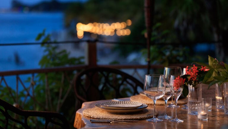Private oceanfront dining deck at Green Flash Table