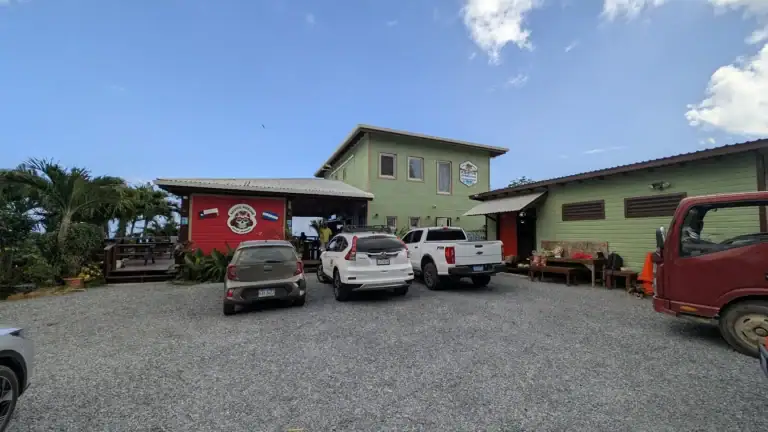 Kristi’s Overlook restaurant exterior in First Bight, Roatan