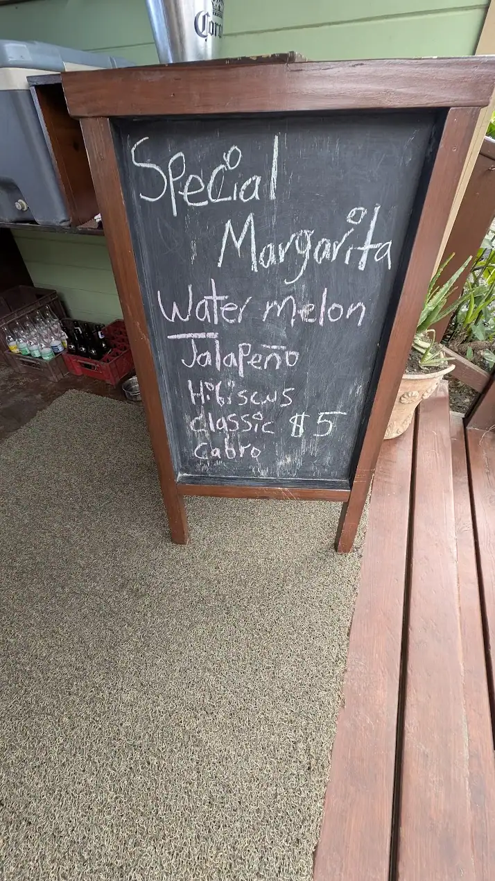 Margarita specials chalkboard at Kristi’s Overlook in Roatan