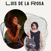 A woman singing into a microphone and another person holding a guitar are depicted in an illustration with stylized lines, associated with Roatan, Honduras.
