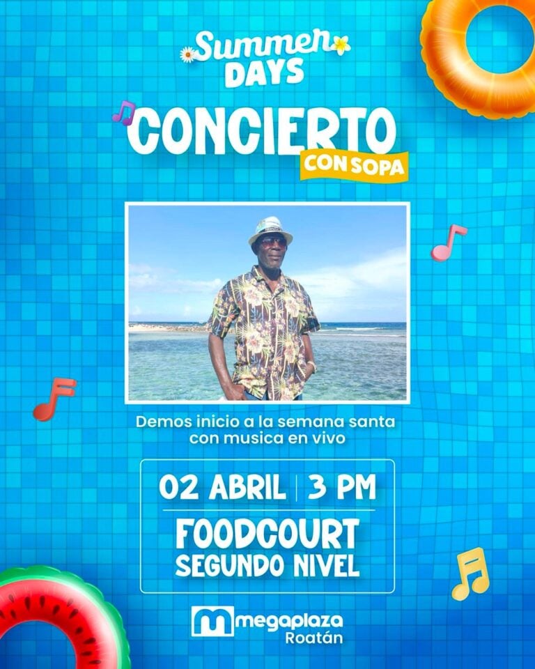 Concert featuring Sopa Caliente at MegaPlaza in Roatan.