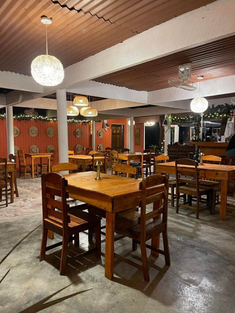 Interior dining area at The Estancia Steak House in Roatan.