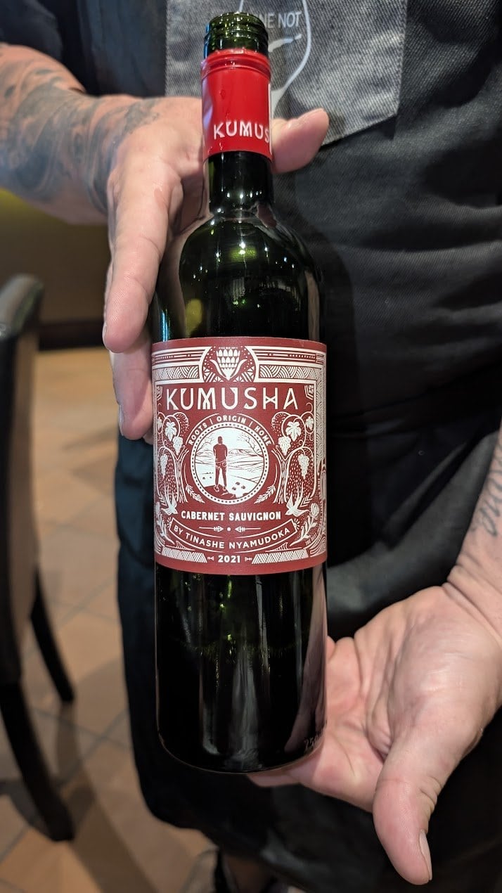 Kumusha Cabernet Sauvignon 2021 by Tinashe Nyamudoka held at the Wine Not African Safari wine tasting in French Harbour Roatan